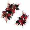2 Pieces Red and Black Floral Arrangement Reusable Welcome Sign Flower Decor