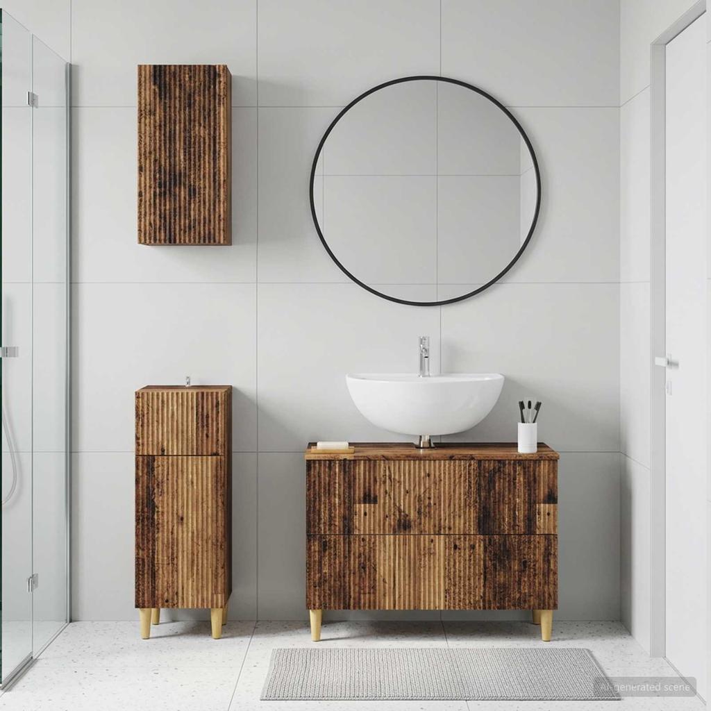 3 Piece Bathroom Cabinet System ARNHEM Reclaimed Wood