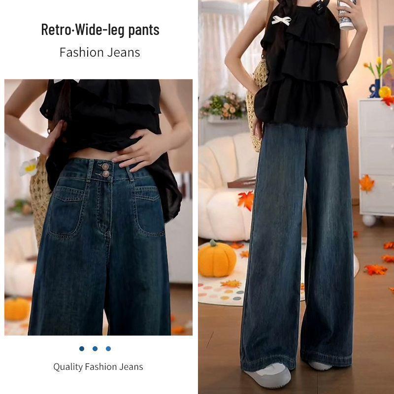 

2025 Жіночі Джинси Великого Розміру Вінтажні з Флісовою Підкладкою, Широкі Штанини, Висока Посадка 2XL [135-145 lbs]