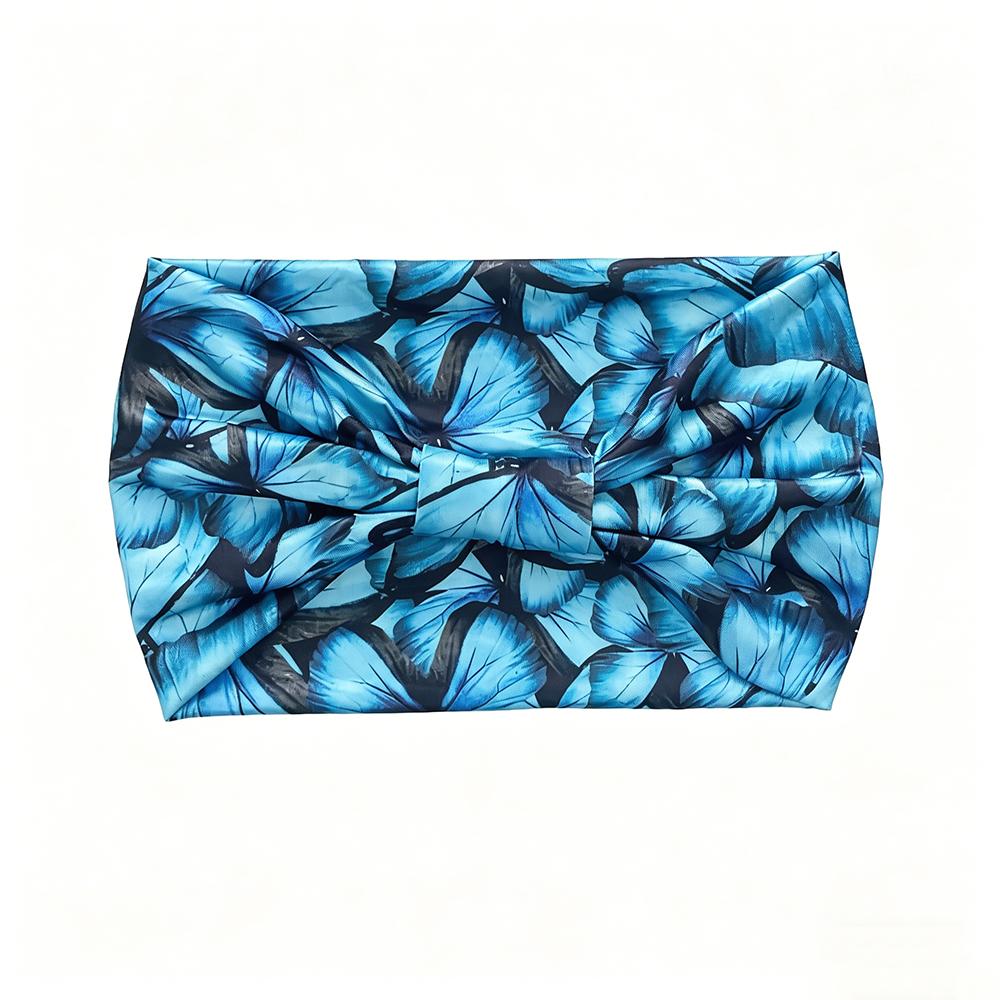 JYSP Large Butterfly Print Headband Wide Elastic Sports Sweat-Absorbing Headband Best-Selling Waist Wrap Hairband Colorful синий