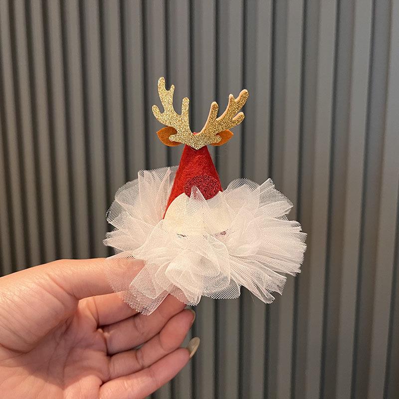 Clipsuri de păr cu pălărie de Crăciun: Accesorii roșii drăguțe pentru fete