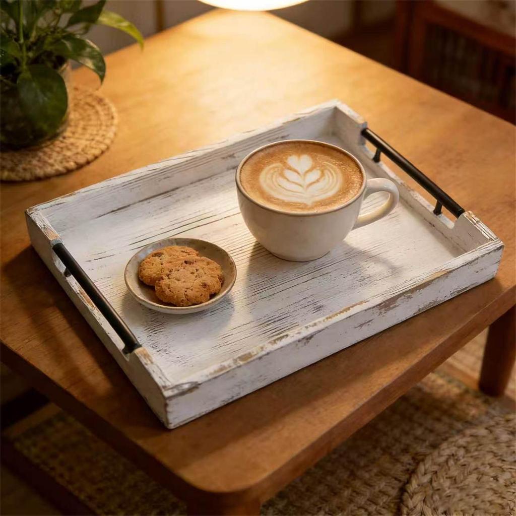 Rustic Wooden Tray for Meal , Ideal Appetizers, Breakfasts, And Country Dinners. The