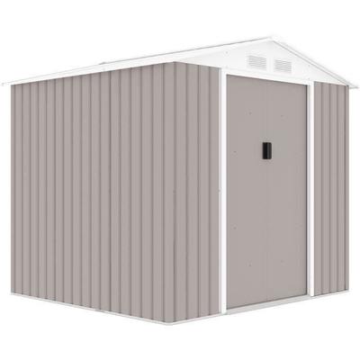 Metal Garden Shed 4.07 M² - 213 X 191 X 195 Cm - MARS - Anchoring Kit Included, 2 Sliding Doors - Taupe