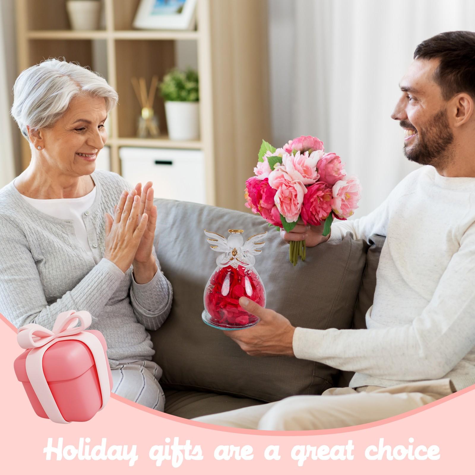 

Цветы на День матери Подарки для мамы,Сохраненные цветы Стеклянные фигурки ангелов с сохраненной красной розой,Подарки на годовщину дня рождения для женщин,жен One Size красный