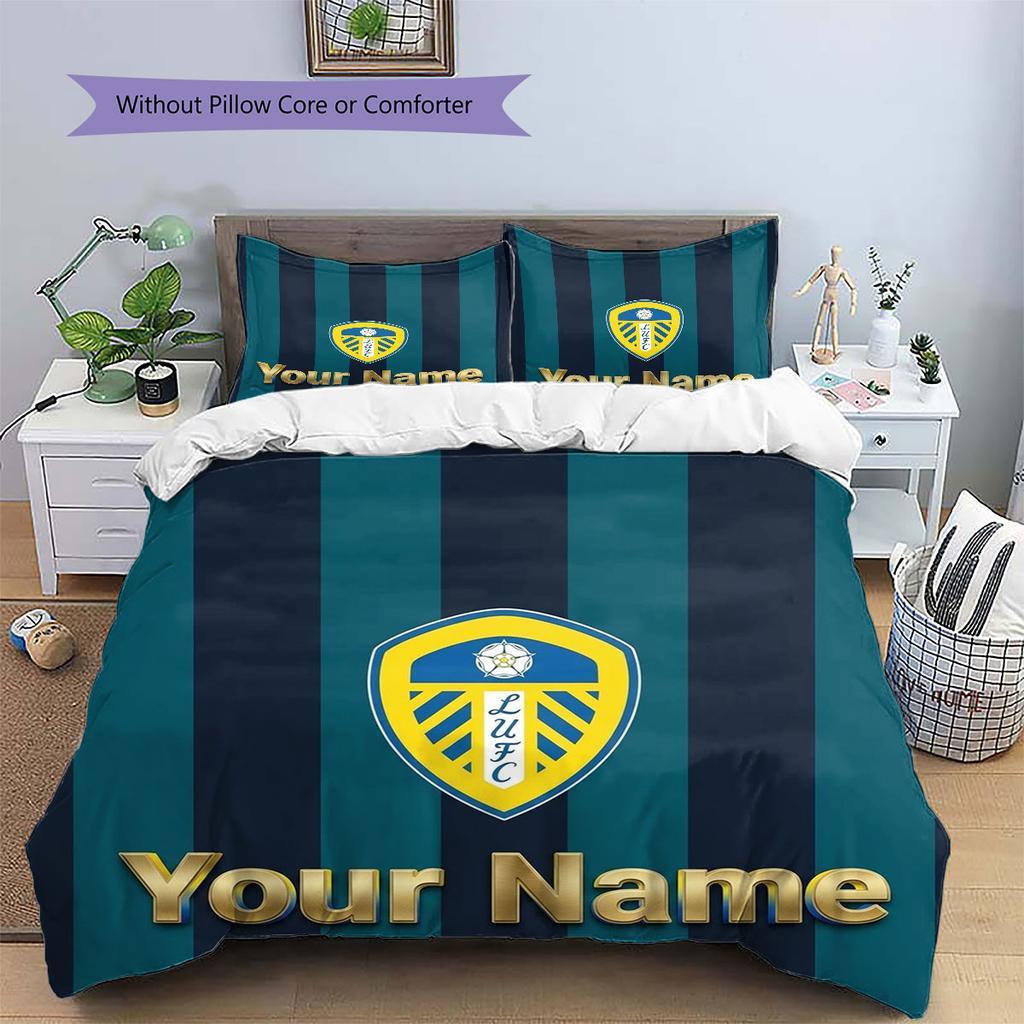 Leeds United Custom Name Pattern Bedding,Quilt Set Quilt Cover Pillowcase Home Birthday Gift(1 * Duvet Cover + 2 * Pillowcase, Without Core)