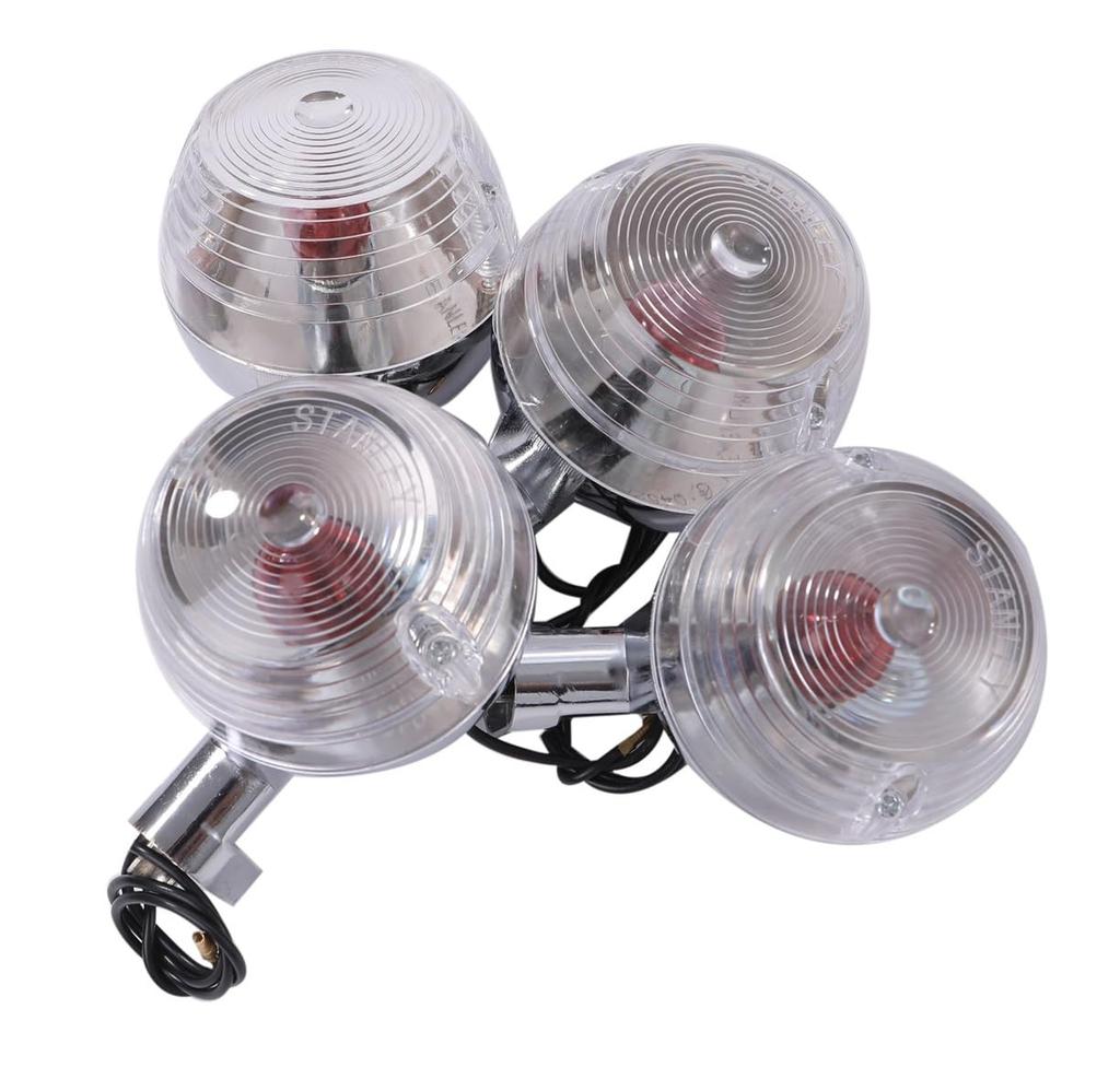 Motorcycle Turn Signals Set of 4, Metal Trim Demekin, Flat, 2 Types, Ducks Sharie