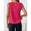 Women's Elegant Solid Color Crew Neck Tank Top, 100% Polyester Non-Stretch Woven Fabric, Fashionable Top for All Seasons