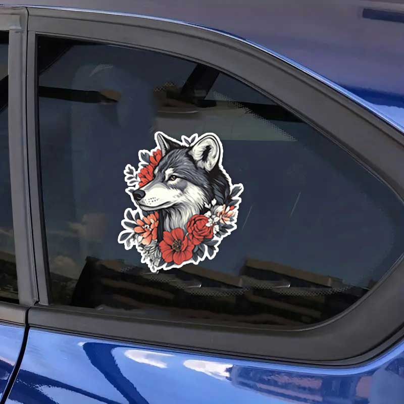 Car Stickers Flower Wolf Waterproof Vinyl Decals Auto Body Window Bumper Decor Motorcycle Helmet Stickers TM312