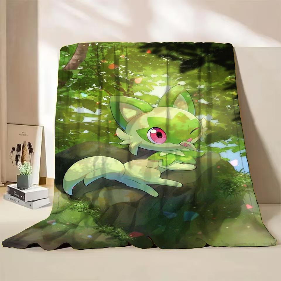 Pokémon Evoli Flanell-Kuscheldecke für Bett Sofa Zuhause Schlafzimmer Büro Reisen Kinder-Überwurfdecke Kinder Winter Warm Weich Geschenke