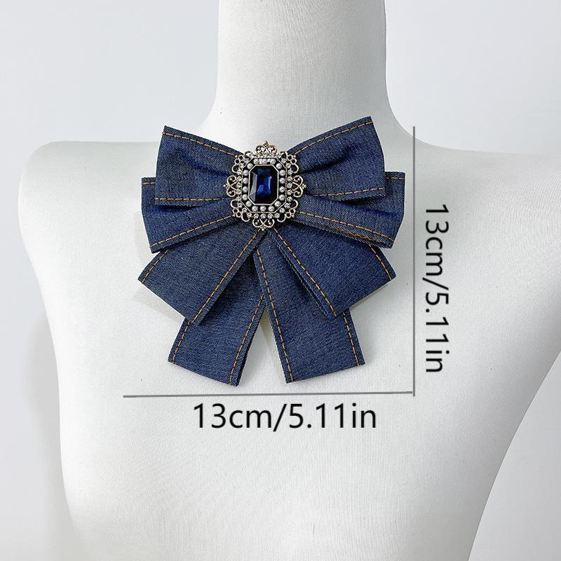 Denim Bow Tie Brooch For Professional Attire Unisex Vintage French Style Collar Accessory