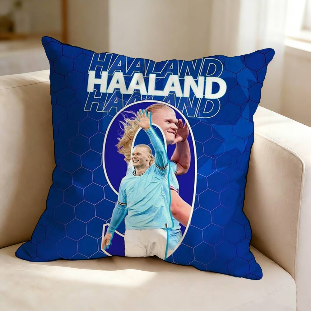 Football player superstar EErling Haaland Pillow Case Square DoubleSided Sofa Cushion Cover Bedroom Bedside Pillow
