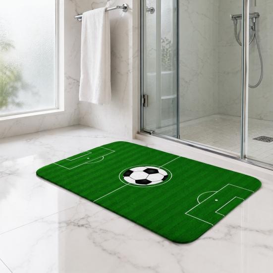 Tappetino da Campo da Calcio, Tappetino da Bagno con Erba Verde, Tappetino Antiscivolo Assorbente Lavabile per Ingresso Camera da Letto Cucina