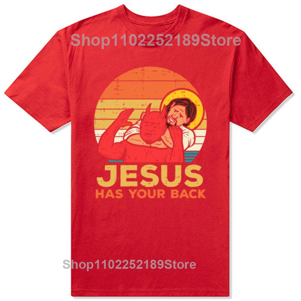 Men Clothing Jesus Has Your Back Jiu Jitsu Vintage Christian Short-sleeve Tops Male Kawaii Clothing Oversized T Shirt Hombre