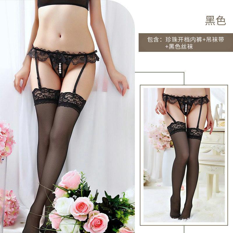Sexy Panties Open Crotch Free Sexy Pearl Stockings Garter Belt Temptation Adjustable Stockings Stockings Clip Pure Desire