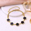 18K Goldplattiertes Edelstahl Perlmutt Blumen Schmuckset: Armband, Halskette, Ohrringe