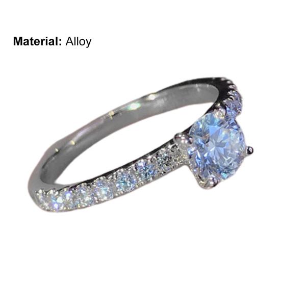 Women Ring Round Rhinestones Jewelry Fashion Appearance Electroplated Finger Ring for Wedding