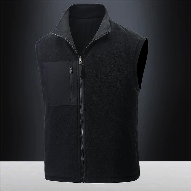 

Пальто 8XL Мужская уличная одежда для рыбалки и работы, повседневное двустороннее пальто со стойкой, флисовое пальто для тепла L чёрный