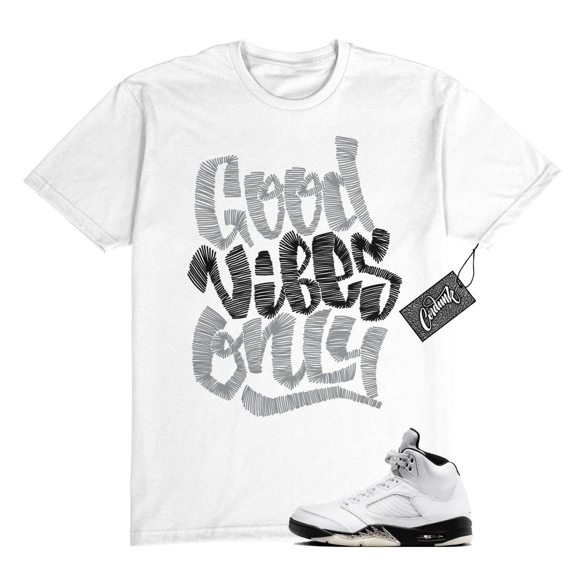 5 Reverse Metallic White Black T Shirt Match GVO XL