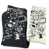 Trendy Mid-Calf Black & White Graffiti Skateboard Socks with Hot-Stamped Cartoon Style Letters