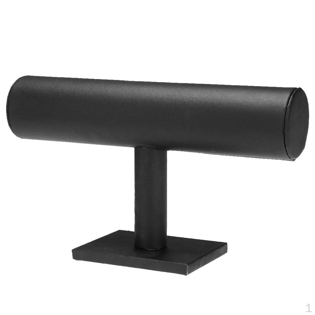 

Ювелирный браслет-браслет-подставка для часов - черный кожзам