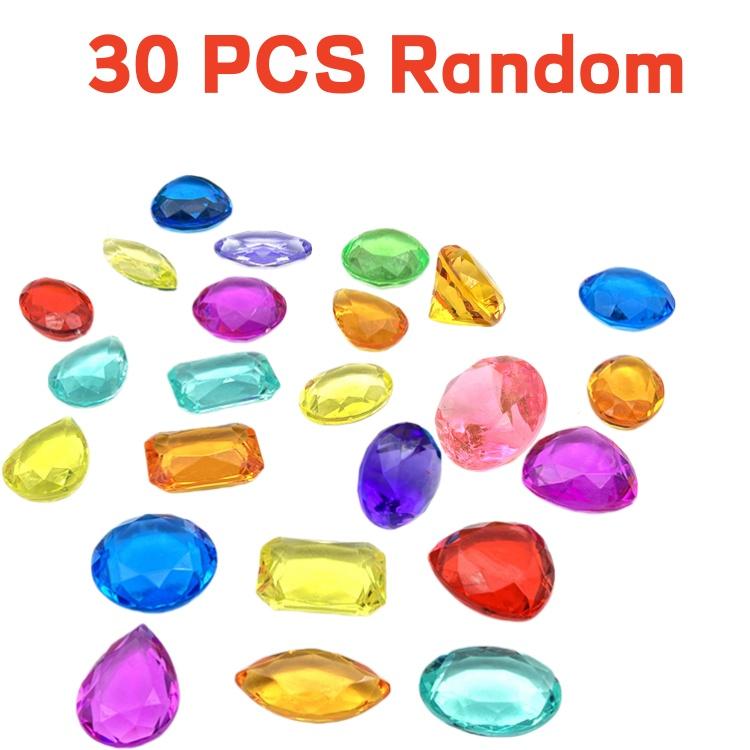 30 ks Akrylové Křišťálové Diamantové Drahokamy Hračky Pro Dívky Barevná Truhla Pokladů Sada Šperků Dětský Dárek k Narozeninám Vánoční Dárek