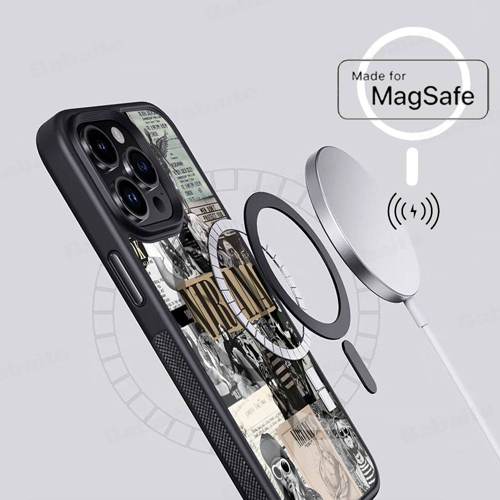 Rock Classic N-Nirvana Band Magnetic Wireless Phone Case For IPhone 17 16 15 14 13 12 11 Pro Max For Magsafe Cover