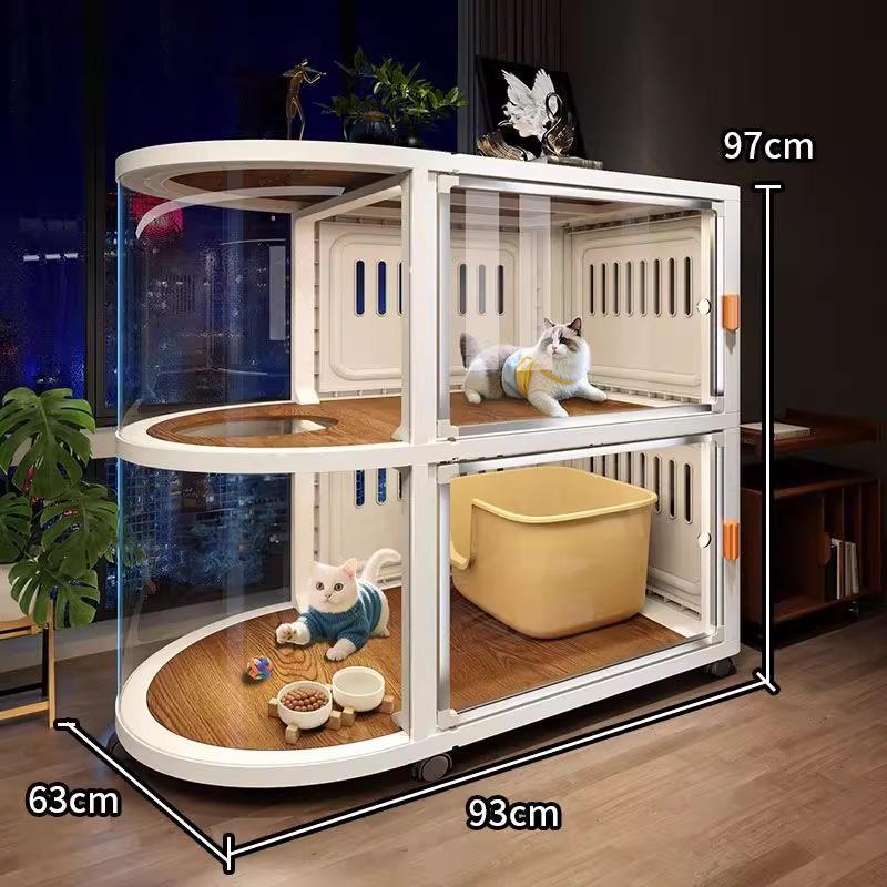 Spacious All-Season Cat Villa: Indoor Cabinet, Bed, Toilet, and Cage