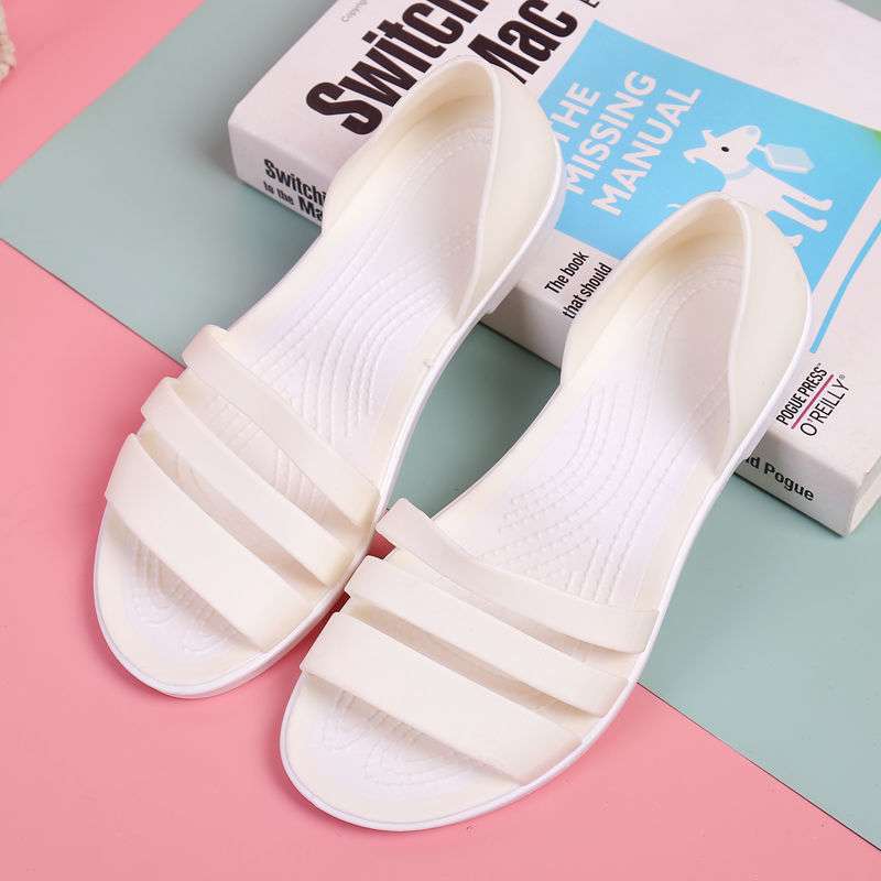 Flat-soled sandals versatile plastic wet water jelly shoes Korean version non-slip rain shoes waterproof female summer beach shoes fairy