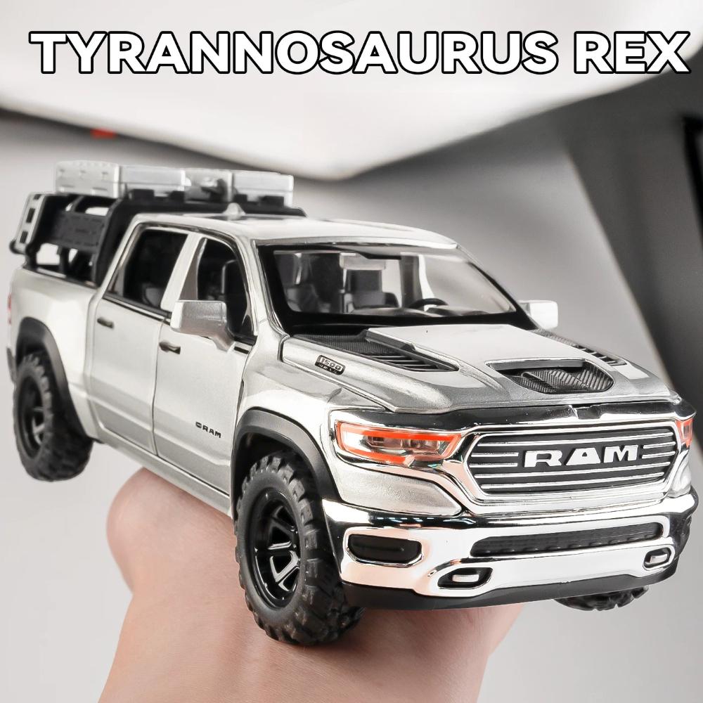 1:32 Scale RAM 1500 TRX Prado Car Model Toy Sound Light Doors Opened Pull Back Off-road Pickup Models Home Decor Decoration