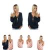 Fall Fashion Deep V Batwing Sleeve Knit Tshirt For Office Wear Women