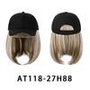 Perruque Casquette Intégrée Bec de Canard 2 en 1, Chapeau de Baseball à Cheveux Synthétiques Bob Court Pour Femmes Protection Solaire Quotidienne