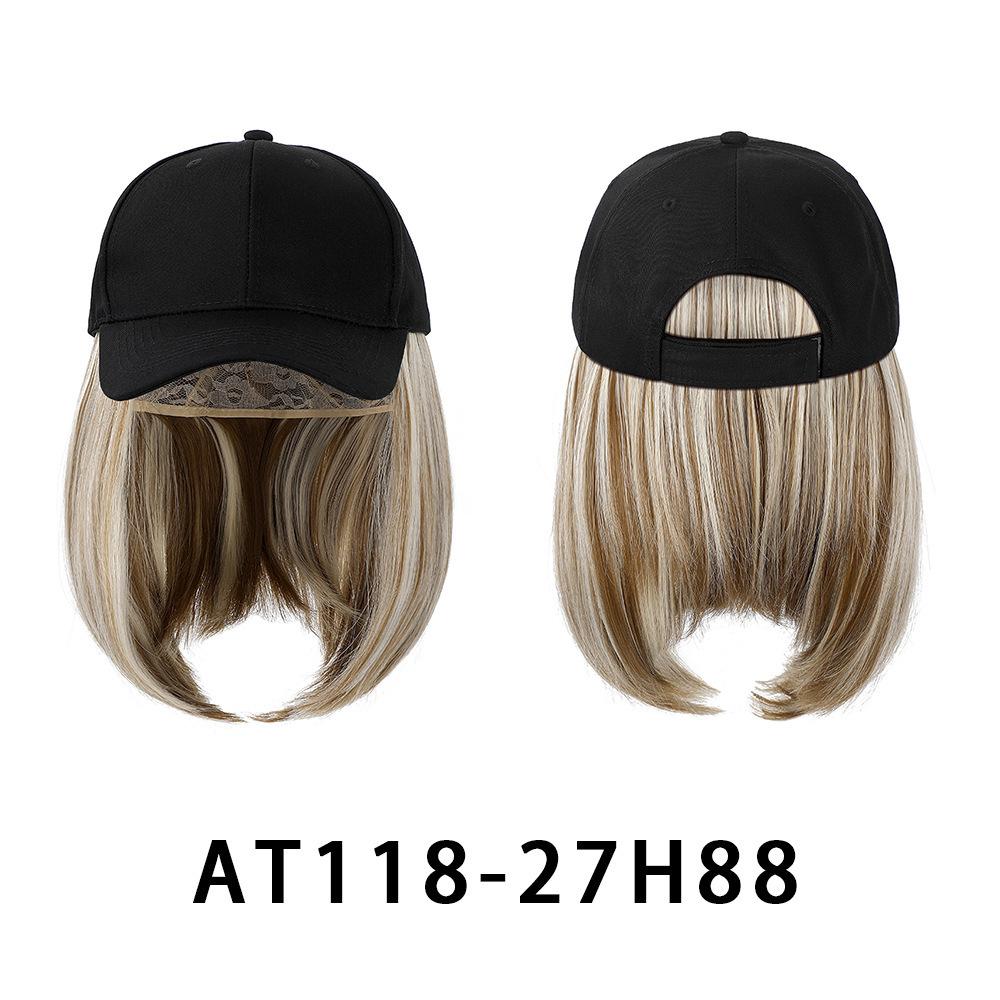 Perruque Casquette Intégrée Bec de Canard 2 en 1, Chapeau de Baseball à Cheveux Synthétiques Bob Court Pour Femmes Protection Solaire Quotidienne