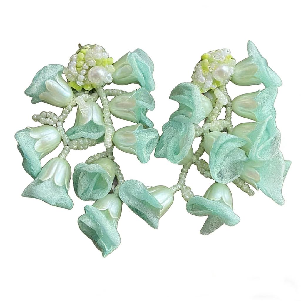 Seaside Vacation Chiffon Flower Tassel Stud Earrings Niche Unique‑Design Beautiful 2026 New Jewelry For Women
