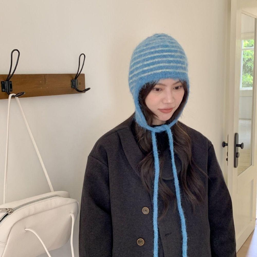 Cold-proof Knitted Hat Windproof Pullover Hat Fashion Warm Woolen Hat  Woman Girl