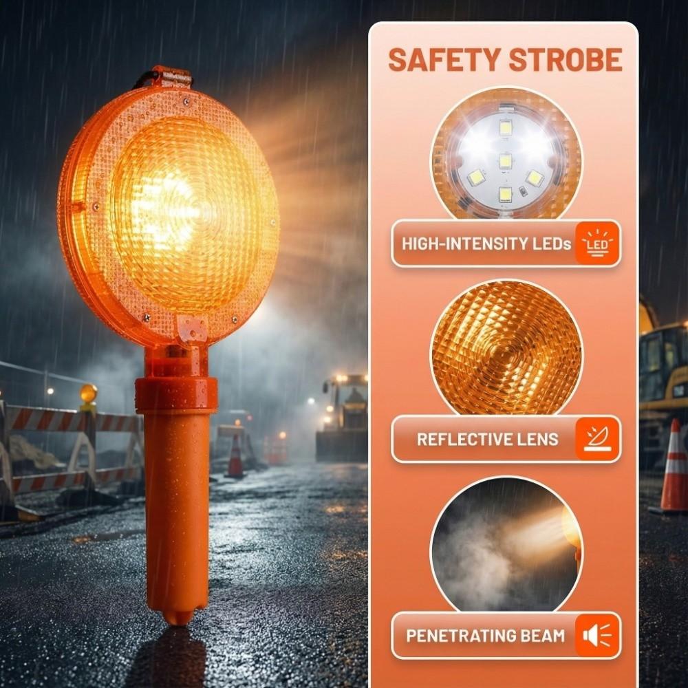 Waterproof Handheld LED Barricade Light High Visibility Strobe LED Warning Light with Ring Large Traffic Cone Light Night Use
