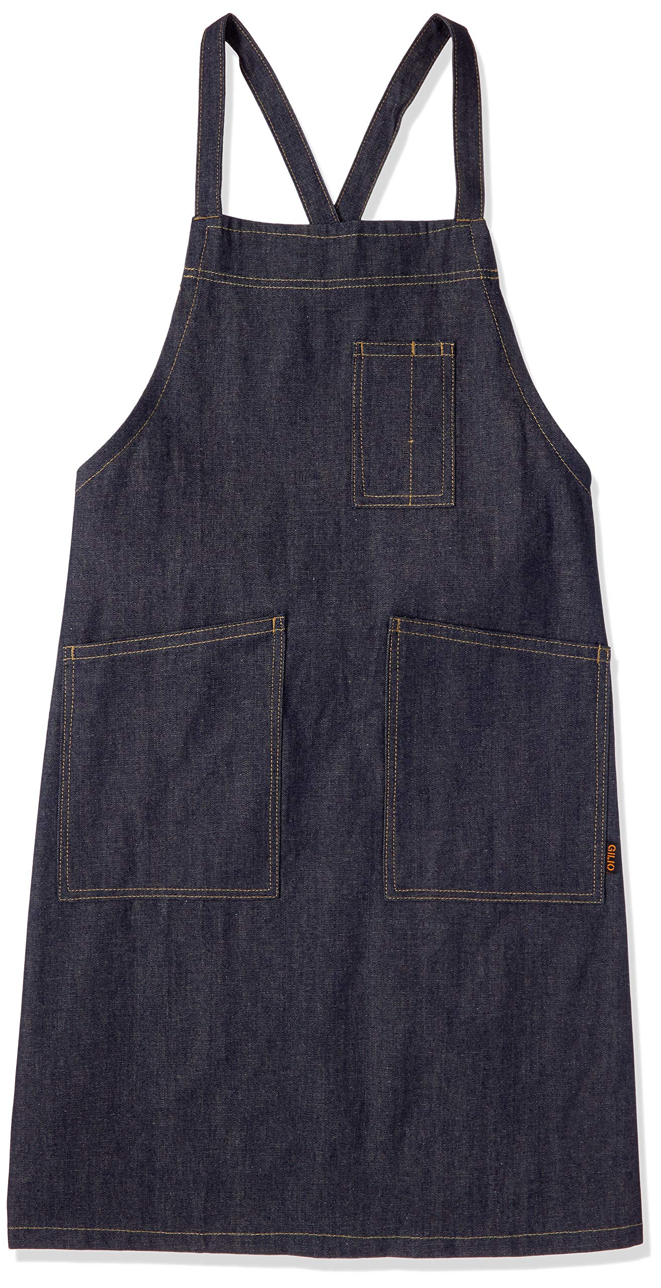 Denim Bib Apron Navy Made in Free Size [GILIO] (with sash) Blue, Japan,