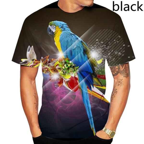 Colorful Parrot 3D Printed Men's Casual Short Sleeved T-shirt Summer Men's T-shirts