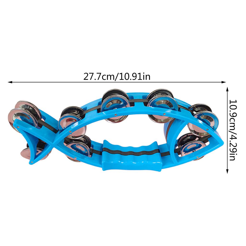 Fish Shaped Handbell Double Row Tambourines Half Moon Tambourine Handheld Percussion Drum Tamborines Musical Instrument