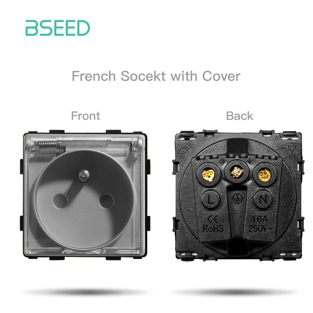 BSEED French Wall Socket Plug Without Frame Function Parts USB Socket Type-c AC Ports Fast Charging DIY Parts Free Combination