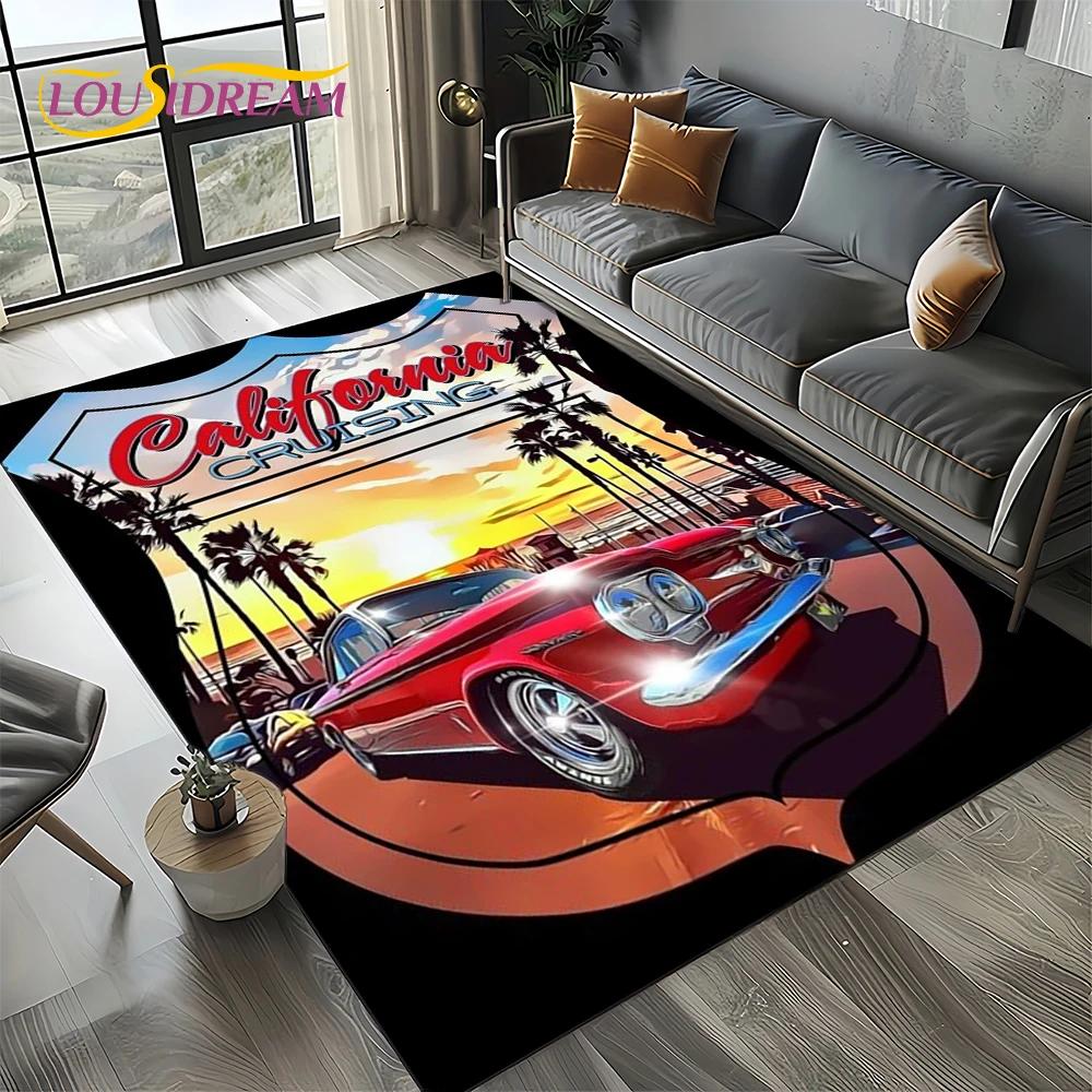 Route 66 Retro America Historic Mother Road,mãe EstradaCarpet Rug for Living Room Bedroom Home Sofa,Area Rug Non-slip Floor Mat