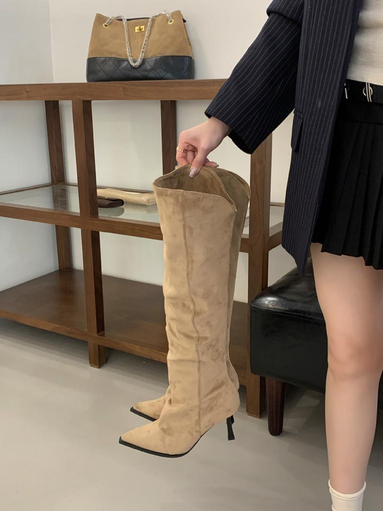 High-heeled French Pointed-toed Over-the-knee Boots Women's Boots, New In Autumn and Winter 2025, Two-wear Tall Stacking Boots