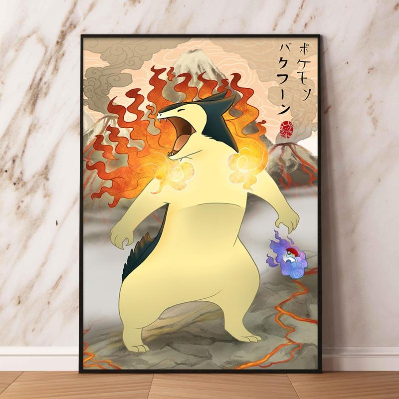 Eeveelutions Decorative Painting Cute Eevee and With Floral Elements High  Quality Wall Art for Home Decor Classic