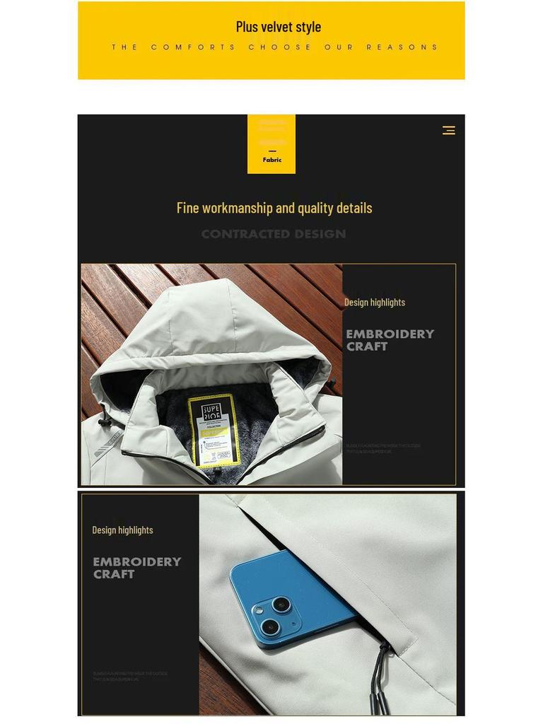 Giacca a vento da uomo in cotone foderata in pile - Giacca calda sportiva e da arrampicata autunno/inverno.