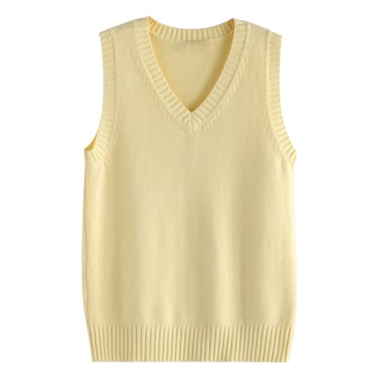 Damen Strickweste V-Ausschnitt Ärmellos Rippenbesatz Einfarbig Weste Tops Herbst Winter Lockere Passform Strickmode