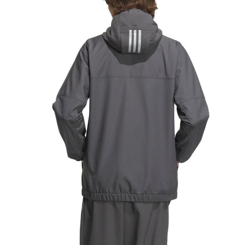 Adidas Solid Color Hooded Zip-Up Long Sleeve Jacket Men Jacket Gray IK7354