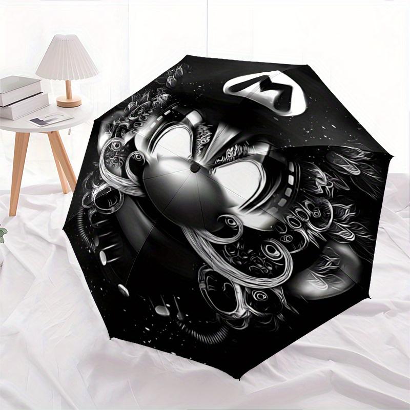 

1pc Black and White Mario s Automatic Opening and Closing Umbrella - Suitable for Various Occasions, Outdoor Activities, Lightweight and Durable Autom