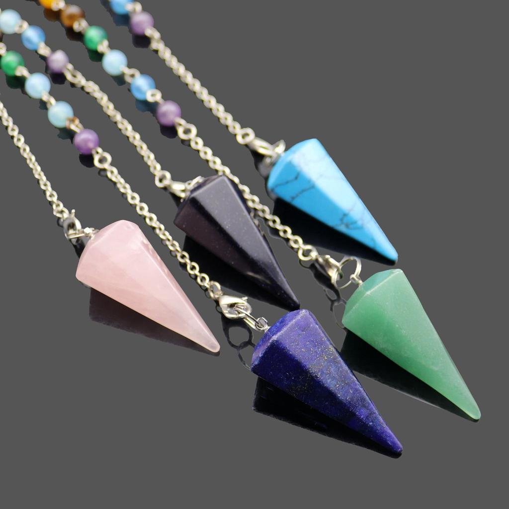 Natural Crystal Seven Chakra Colors Pendulum Pendant for Jewelry, Yoga, Handbags, Clothing, and Decor