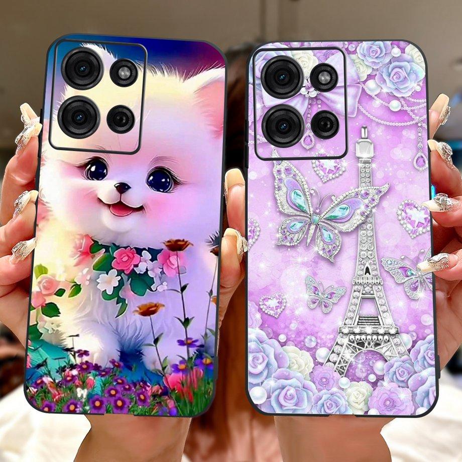 For Motorola G05 G15 Power G35 G55 G75 E15 Phone Case Back Cover Girly Fashion Flower Butterfly Paintong Soft TPU Bumper Fundas