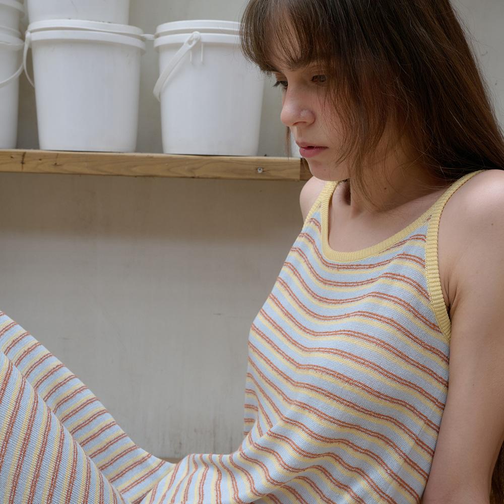 Elssibeui Stripe Sleeveless Knit Dress_Skyblue