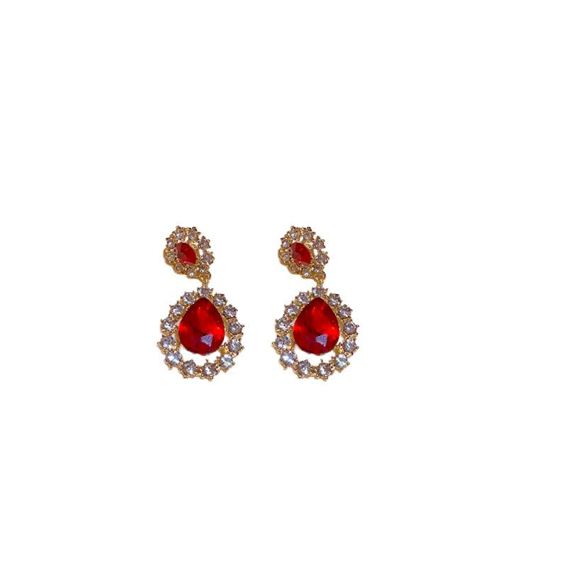 Silver Needle Diamond Flower Water Drop Earrings European and American Design Long Earrings Retro Fashion Temperament New Jewelry
